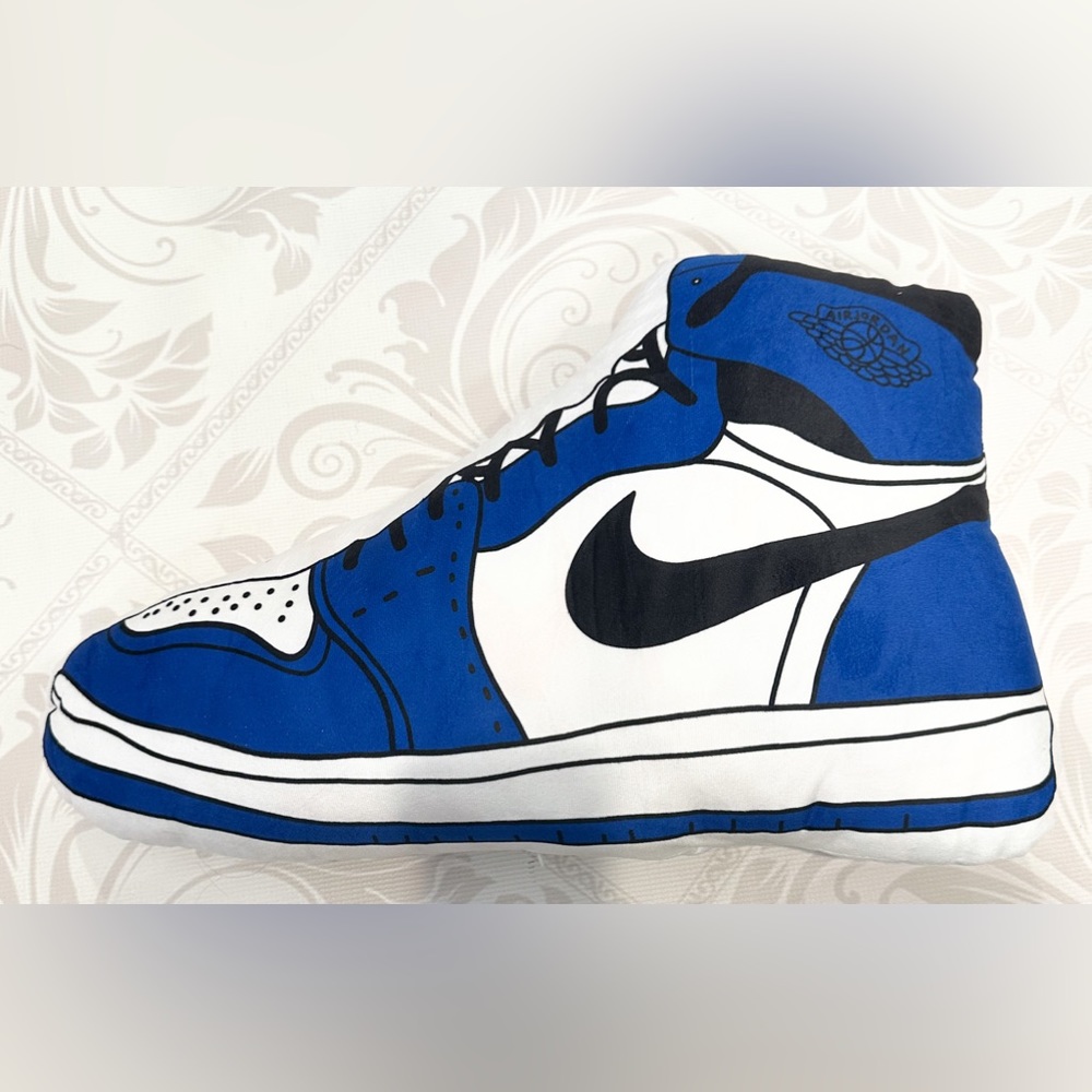 Jordan 1 Blue White Throw Pillow one size